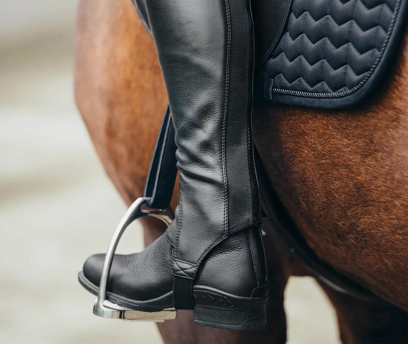 Euro Wave Mild Cowhide Full-Grain Leather Half Chaps