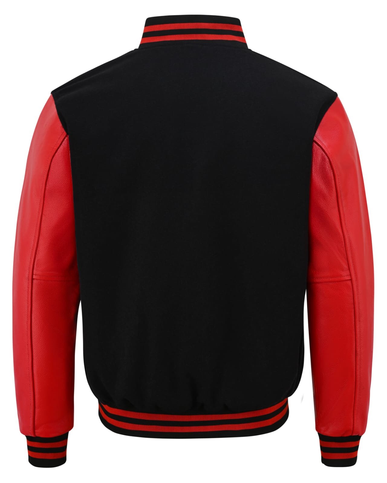 Euro Wave Varsity Jacket – Black & Red (Wool Blend & Genuine Leather) - Image 4